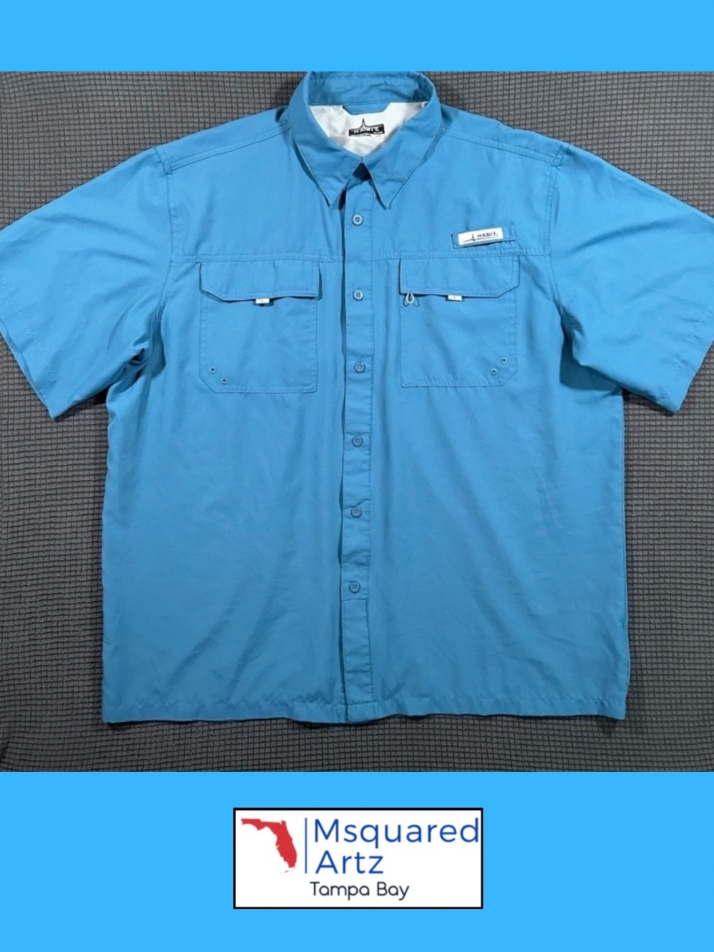 Habit Blue Ashes Performance Fishing Shirt Mens XL Vented UPF 40+